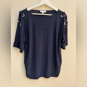 Nine West Cold Shoulder Blouse – Marine Blue, Size M, Like New
